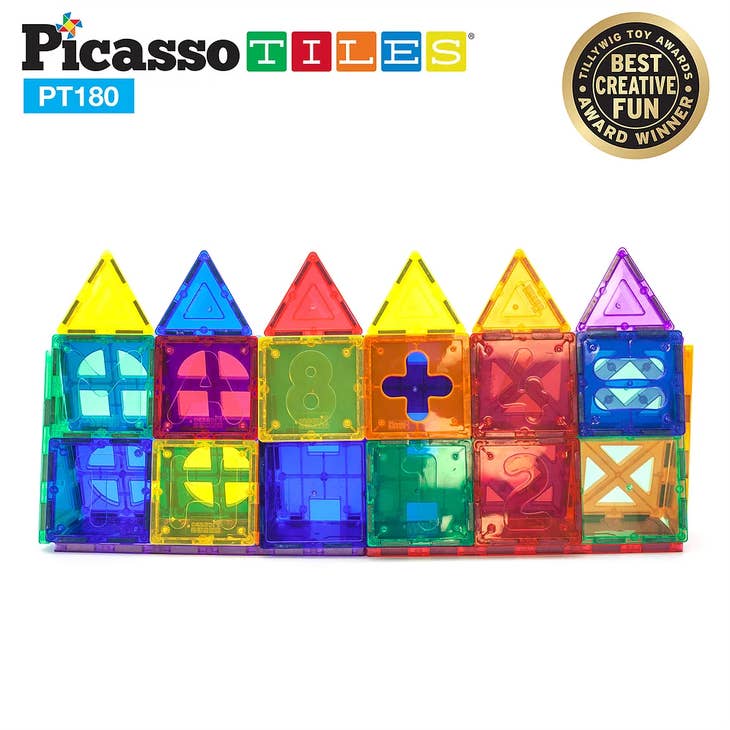 PicassoTiles 180 Piece Deluxe Magnetic Tileset