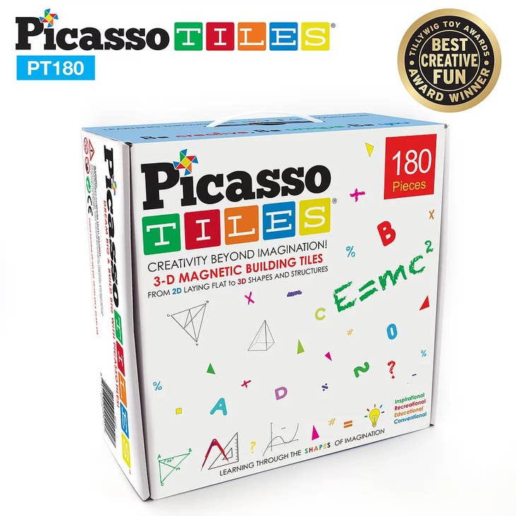 PicassoTiles 180 Piece Deluxe Magnetic Tileset