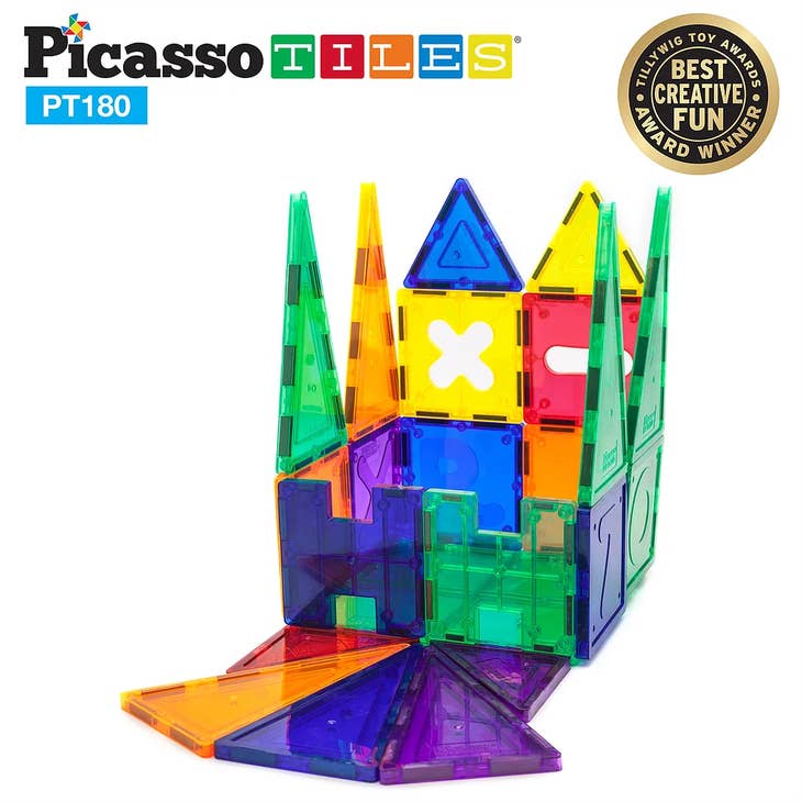 PicassoTiles 180 Piece Deluxe Magnetic Tileset