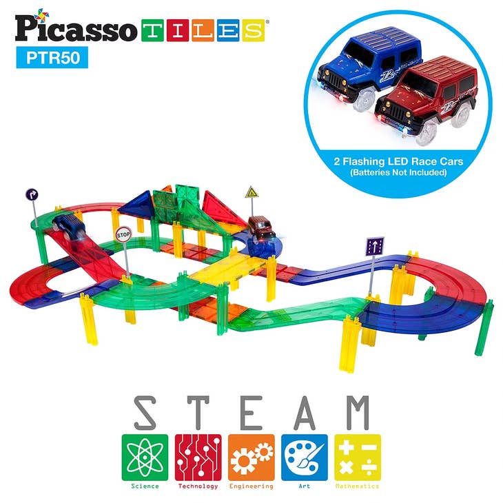 PicassoTiles 50 Piece Racetrack