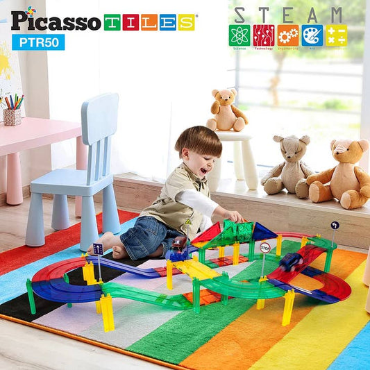 PicassoTiles 50 Piece Racetrack