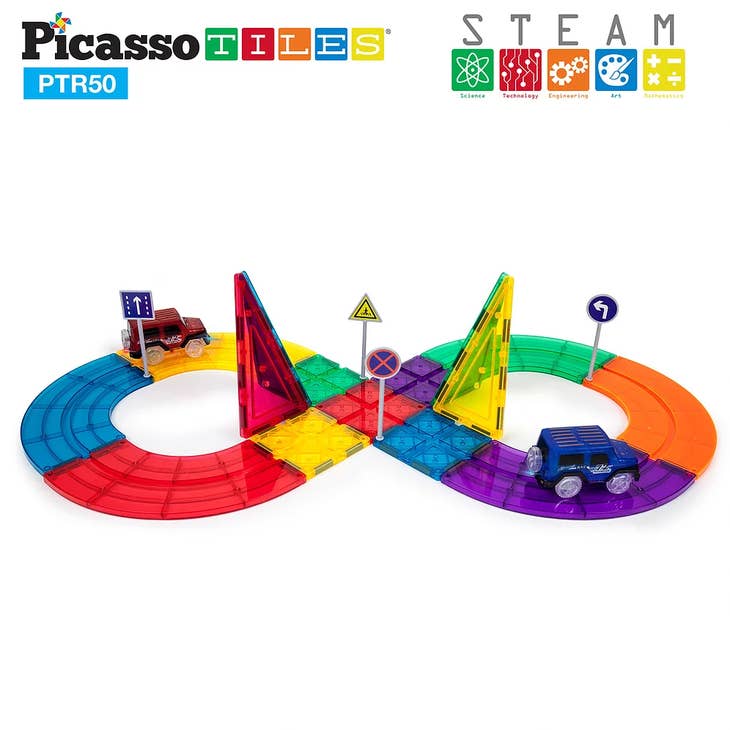 PicassoTiles 50 Piece Racetrack