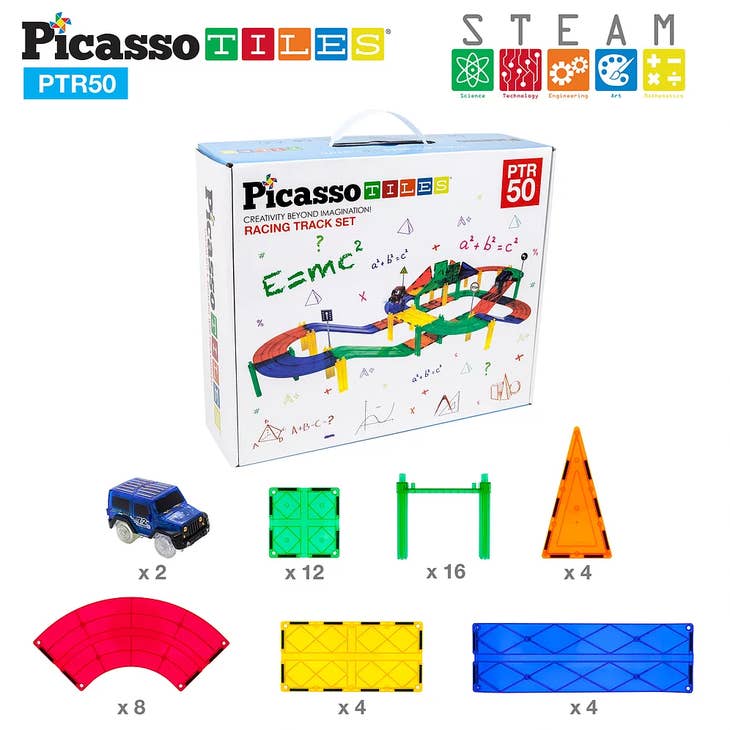 PicassoTiles 50 Piece Racetrack