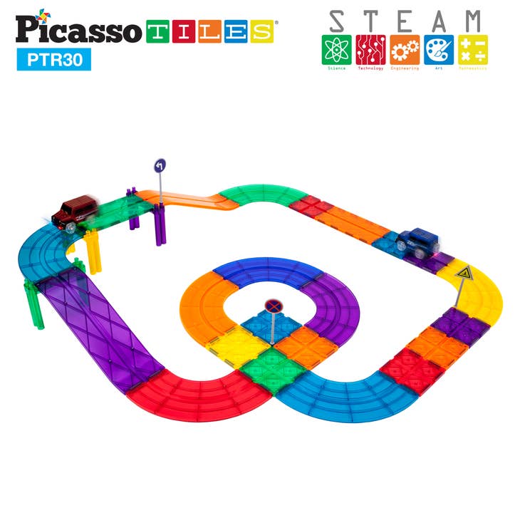 PicassoTiles 30 Piece Racetrack