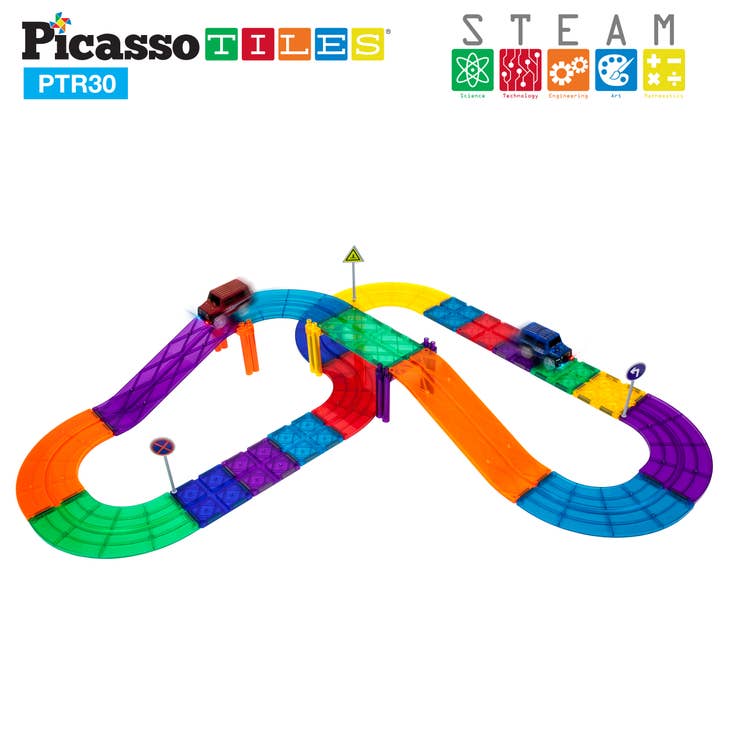 PicassoTiles 30 Piece Racetrack