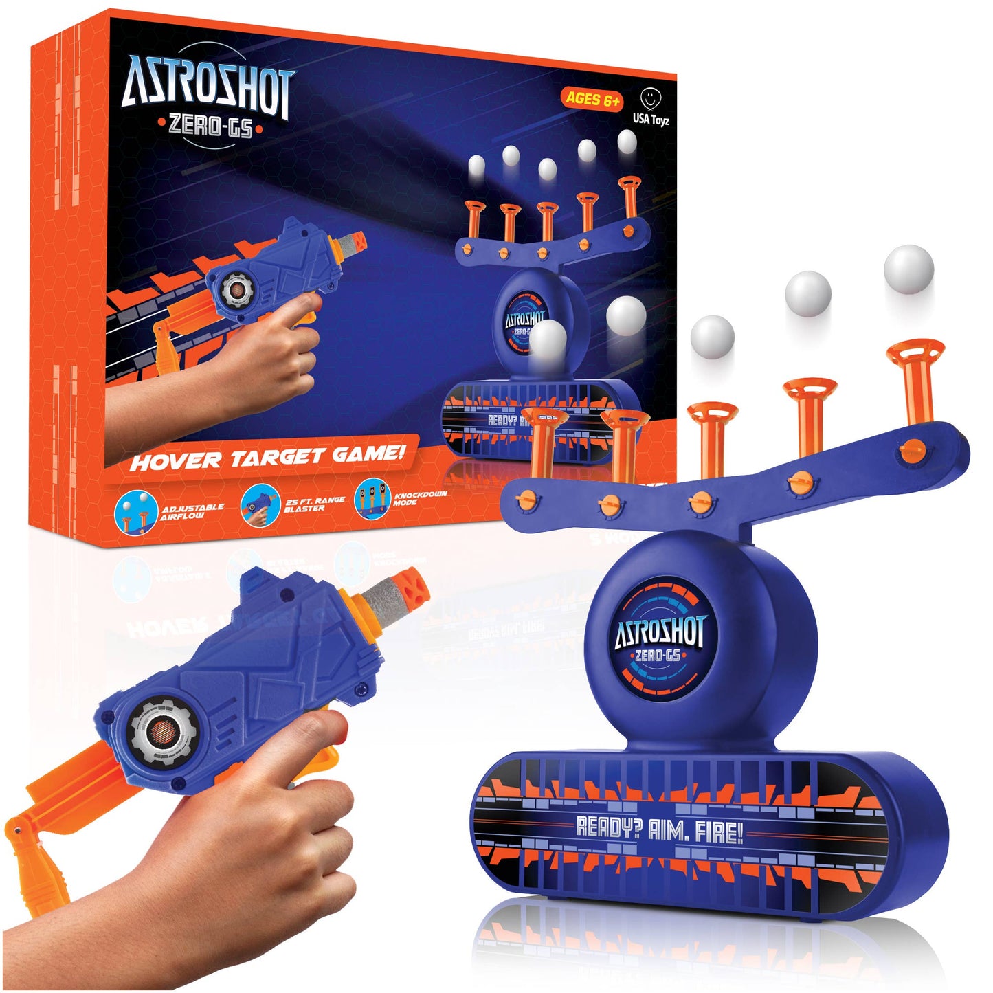 USA Toyz - AstroShot Zero GS Nerf-Compatible Shooting Game Blue/Orange