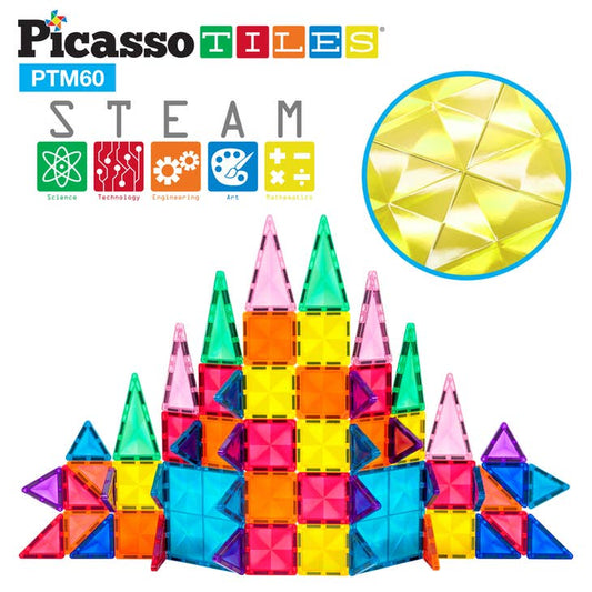 PicassoTiles Mini Diamond 60pc Magnetic Tileset