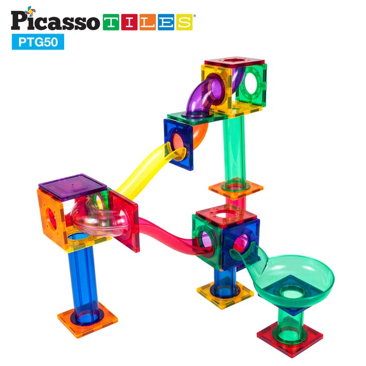 PicassoTiles Magnetic Marble Run Track 50-150 Pieces