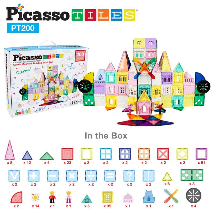 PicassoTiles 200 Piece Castle Tileset