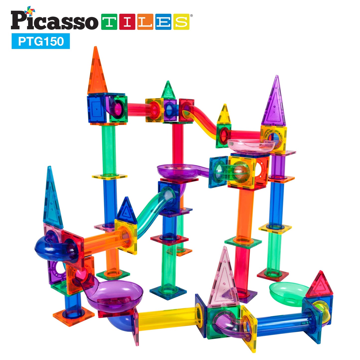 PicassoTiles Magnetic Marble Run Track 50-150 Pieces