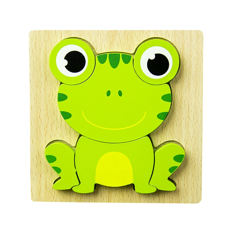 Kid Brain Wooden Toy Double-sided 3D Strip Animal Puzzle Telling Stories Stacking Jigsaw Montessori Educational Toy for Children