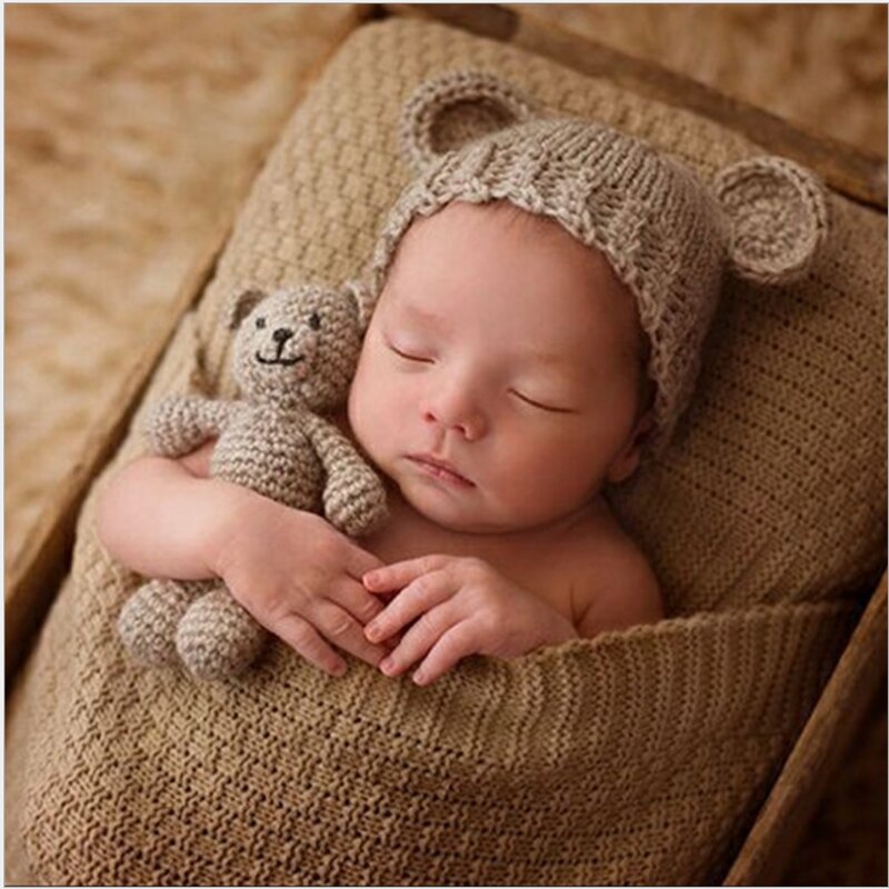 New Arrival Hat Set Plush Stuffed Animals Handmade Plush Toys Knitted Plush Toy Crochet Stuffed Toy Baby Photography Props