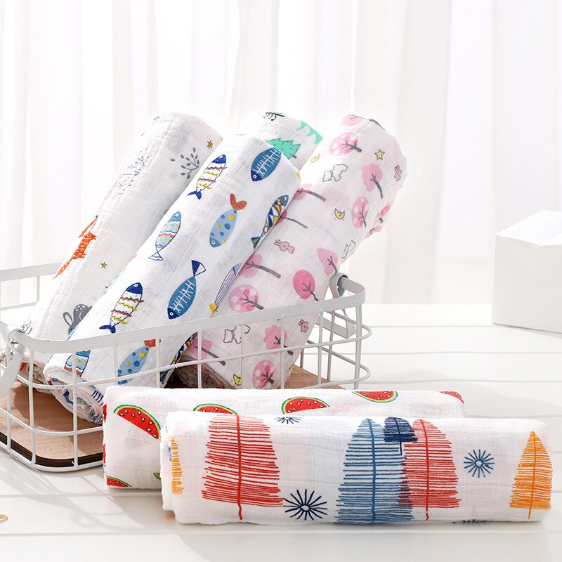 Baby Blanket Bath Towel Bamboo Swaddle Blanket Diaper Gauze Muslin Blanket 120 Baby Blankets Newborn Blanket Swaddle Cotton