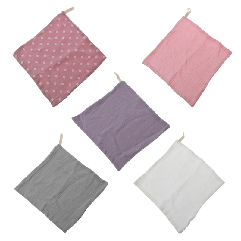 5 Pcs Baby Towels Muslin Cloth Hand Face Wipes Saliva Bib Handkerchief Washcloth