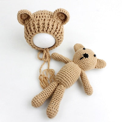 New Arrival Hat Set Plush Stuffed Animals Handmade Plush Toys Knitted Plush Toy Crochet Stuffed Toy Baby Photography Props