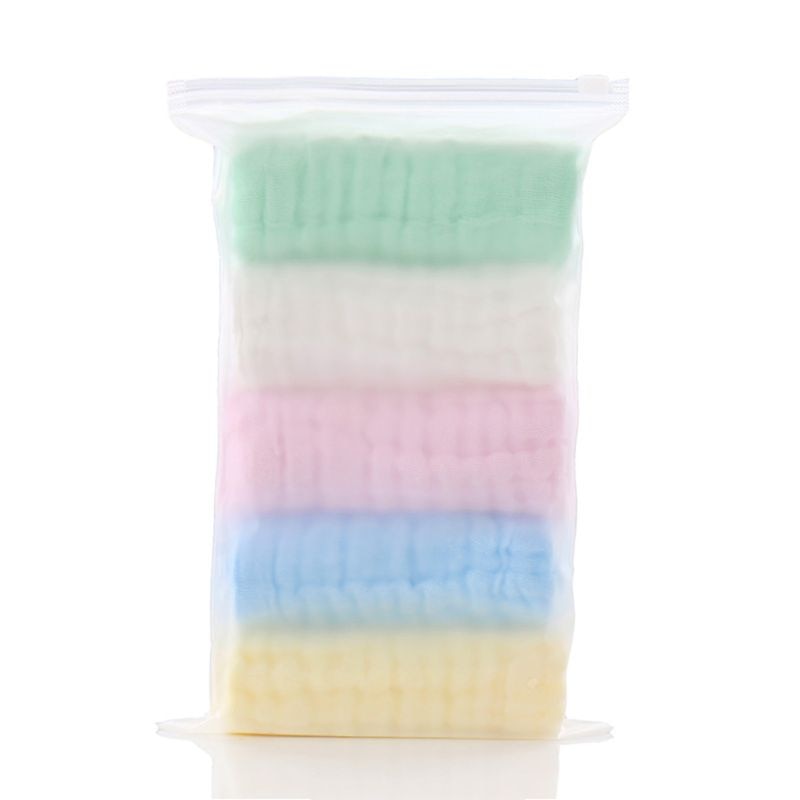 5 Pcs Baby Towels Muslin Cloth Hand Face Wipes Saliva Bib Handkerchief Washcloth