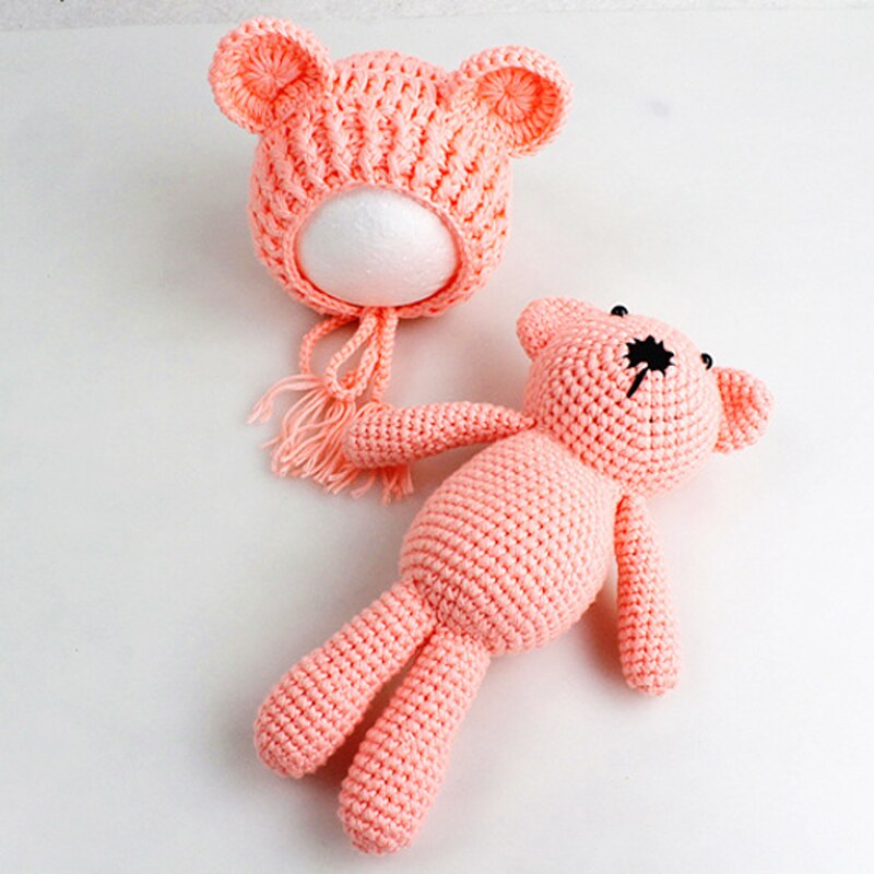 New Arrival Hat Set Plush Stuffed Animals Handmade Plush Toys Knitted Plush Toy Crochet Stuffed Toy Baby Photography Props