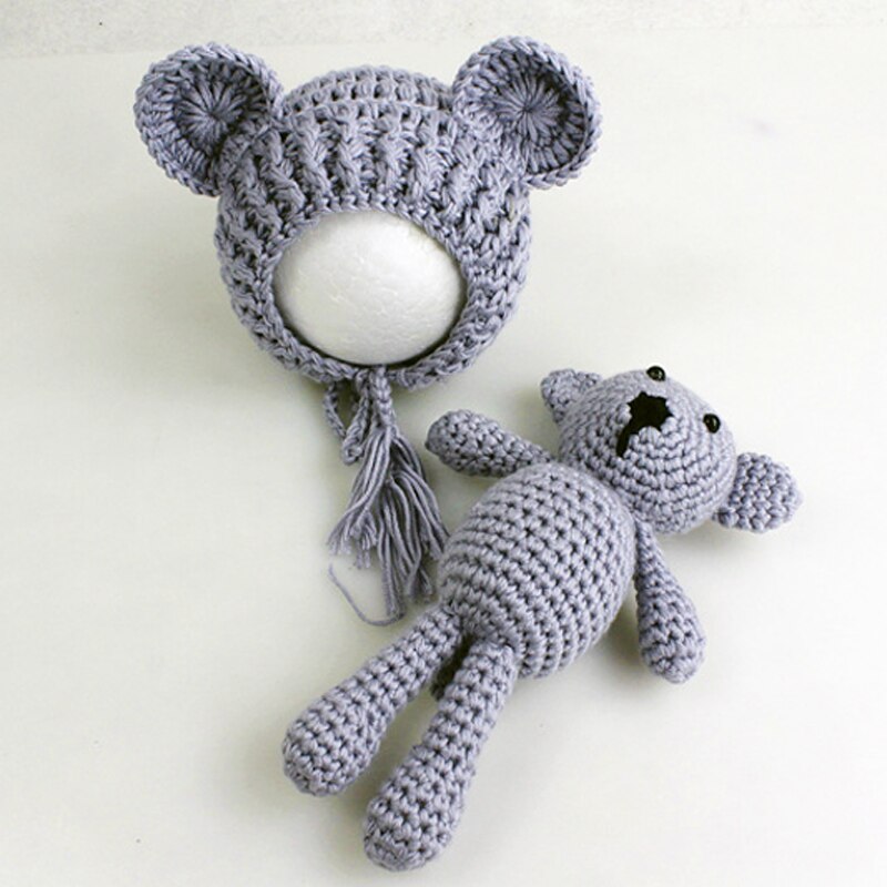 New Arrival Hat Set Plush Stuffed Animals Handmade Plush Toys Knitted Plush Toy Crochet Stuffed Toy Baby Photography Props