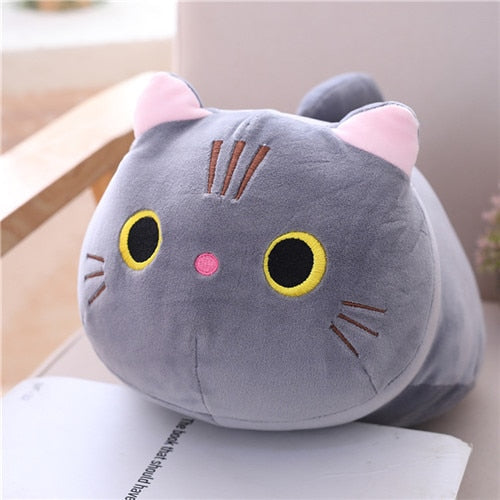 25/100cm Cute Soft Cat Plush Pillow Sofa Cushion Kawaii Plush Toy Stuffed Cartoon Animal Doll for Kids Baby Girls Lovely Gift