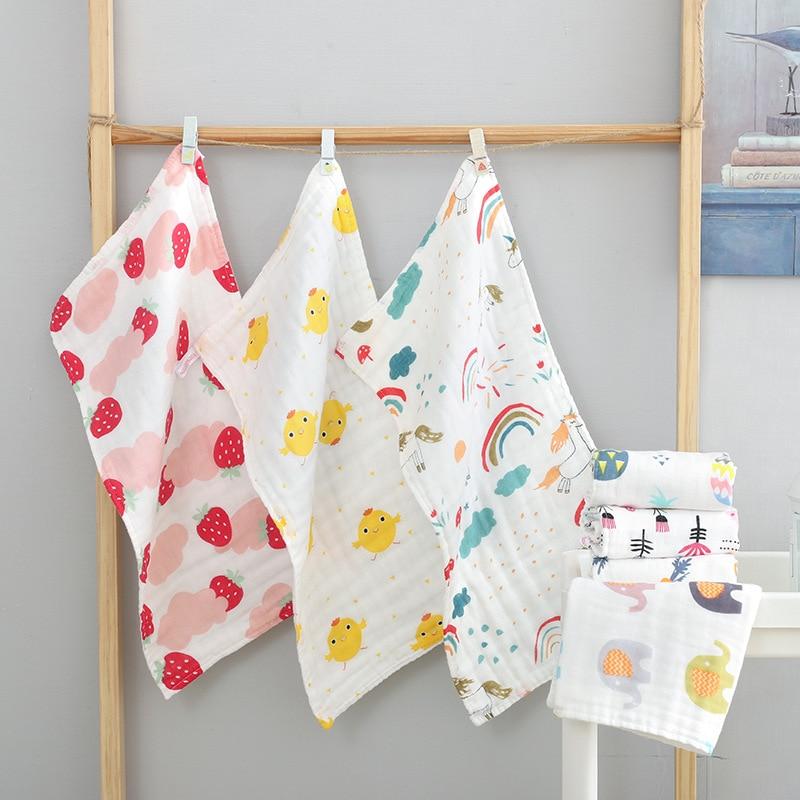 Muslin 6 Layer Cotton Soft Baby Face Towel Handkerchief Bathing Kid Toddler Washcloth Wipe Burp Cloth Newborn Infant Bib Feeding