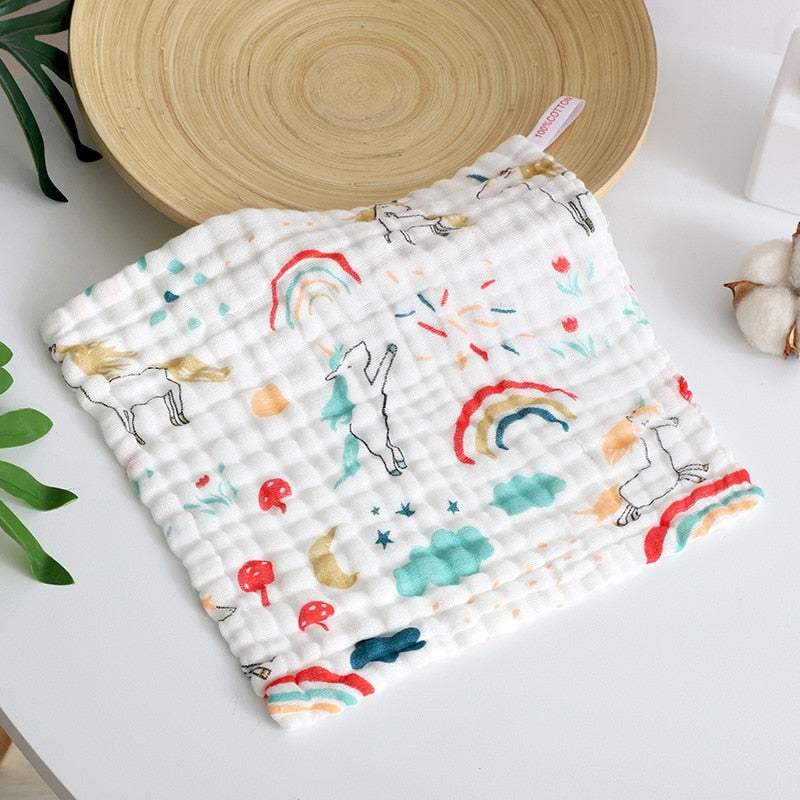 Muslin 6 Layer Cotton Soft Baby Face Towel Handkerchief Bathing Kid Toddler Washcloth Wipe Burp Cloth Newborn Infant Bib Feeding