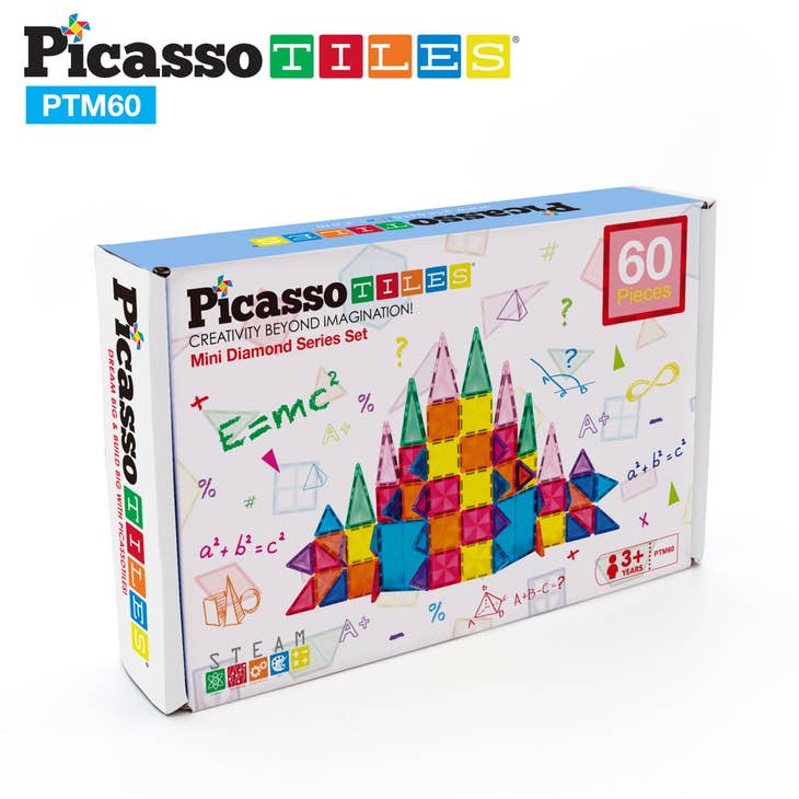 PicassoTiles Mini Diamond 60pc Magnetic Tileset