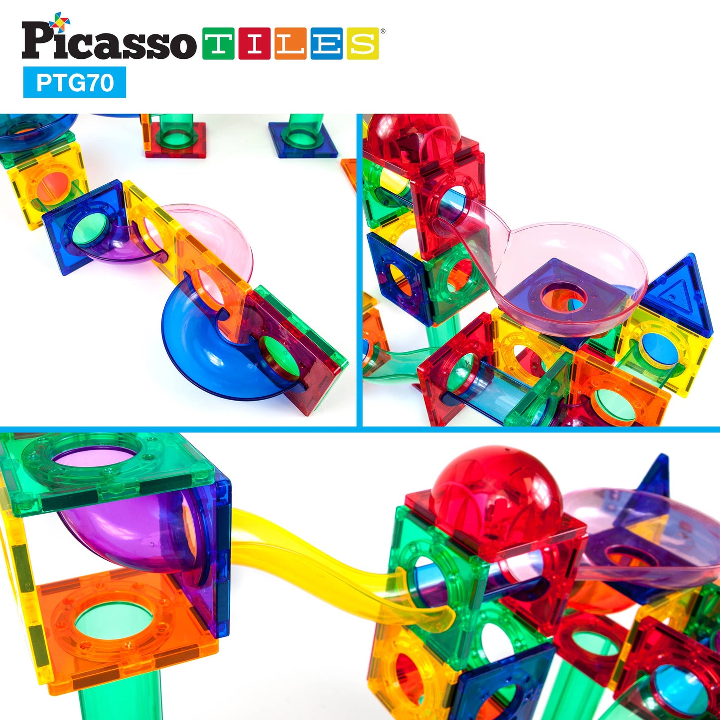 PicassoTiles Magnetic Marble Run Track 50-150 Pieces