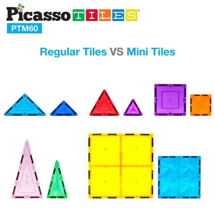 PicassoTiles Mini Diamond 60pc Magnetic Tileset